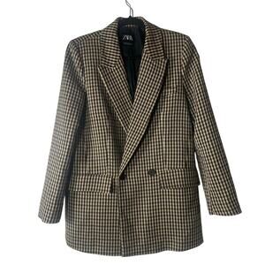 Zara Plaid Blazer Brown Tan